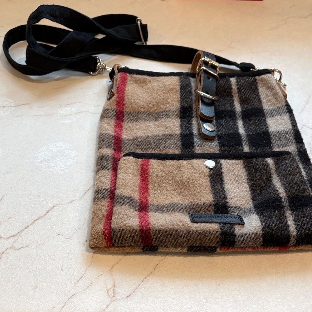 Patrick King Plaid Wool Crossbody Bag with Front Pocket